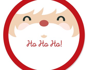 Jolly Santa Claus - Christmas Party Circle Sticker Labels - 24 Count