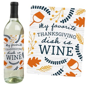 Happy Thanksgiving Fall Harvest Party Decorations for Women and Men Wine Bottle Label Stickers Set of 4 image 6