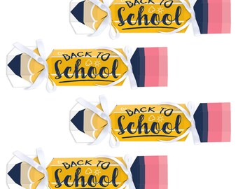 Back to School - No Snap First Day of School Classroom Party Table Favors - DIY Cracker Boxes - Set of 12