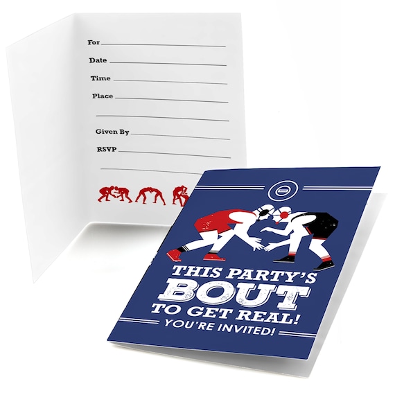 Own The Mat - Wrestling - Fill In Invitations - Wrestler Party Invitations - Birthday Invites - Set of 8 Folding Note Cards w/Envelopes Il_570xn