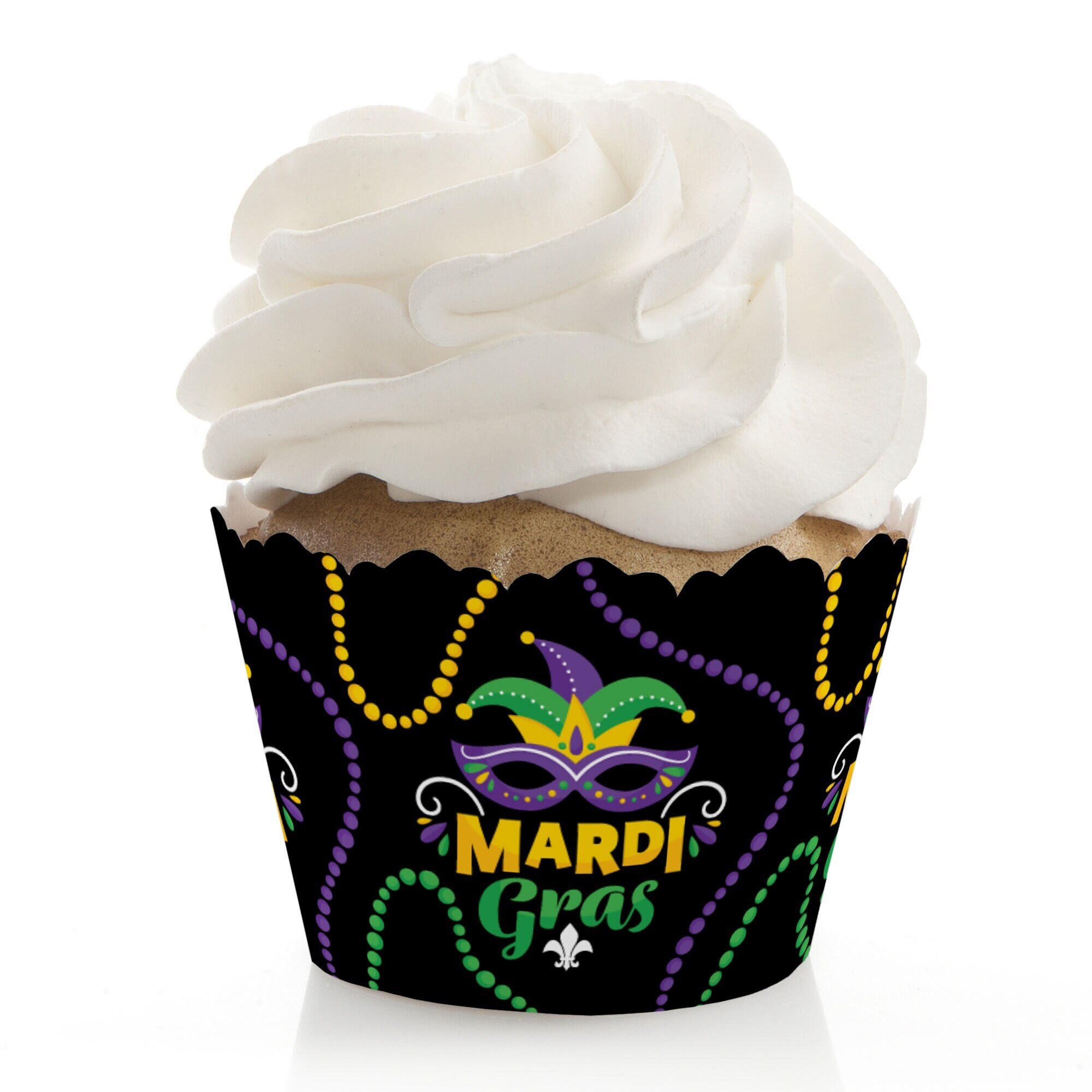 Colorful Mardi Gras Mask Masquerade Party Decorations Party Cupcake Wrappers Set of 12