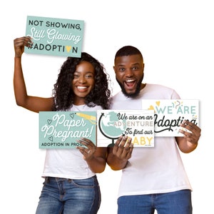 We Are Adopting - Photo Prop Signs - Adoption Announcements - 10 Pieces