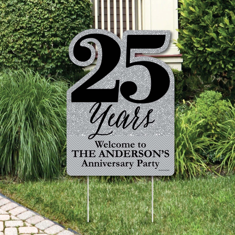 25th Anniversary Sign Personalized Outdoor Etsy
