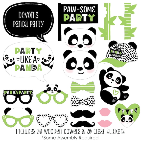 Party Like a Panda Bear - Photobooth Kit W/Custom Talk Bubble - Panda Baby Shower or Birthday Photo Booth Props - 20 PandaThemed Props Il_570xn