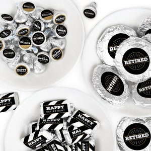 Happy Retirement - Mini Candy Bar Wrappers, Round Candy Stickers - Retirement Party Candy Favor Sticker Kit - 304 Pieces
