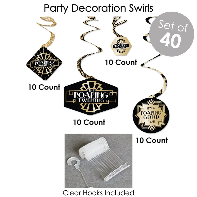 1920s Art Deco Jazz Party Room Decoration Kit Wall and Door Hanging Decor Roaring 20\u2019s