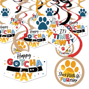 Happy Gotcha Day Dog and Cat Pet Adoption Party Hanging Decor Party Decoration Swirls Set of 40 image 1