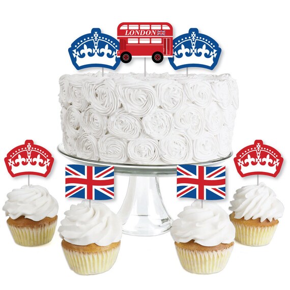 Cheerio, London - Dessert Cupcake Toppers - British UK Party Clear Treat Picks - Set of 24 Il_570xn