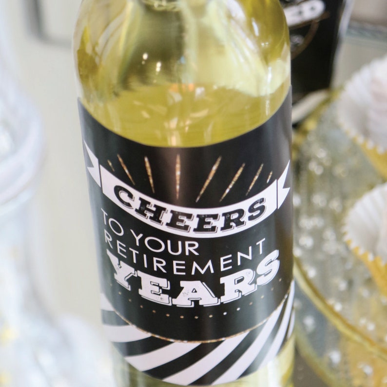 happy retirement wine bottle sticker labels retirement etsy