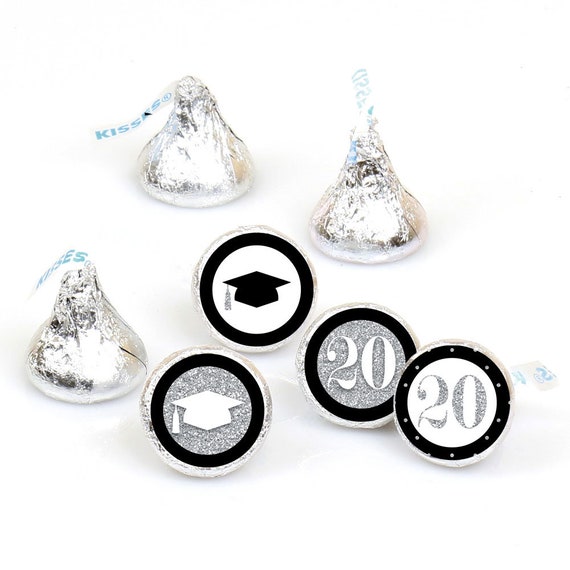 Hershey Kiss® Graduation Sticker Labels - Round Candy Label Party Favors – 108 per Sheet – 2020 Tassel Worth The Hassle - Silver Il_570xn