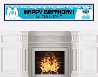 Yeti to Party - Abominable Snowman - Personalized Happy Birthday Party Banner