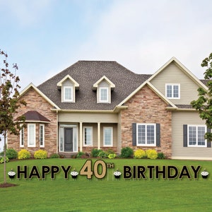 40th Birthday Yard Sign Outdoor Lawn Birthday Decorations Happy Birthday Yard Signs Adult 40th Birthday Gold image 3