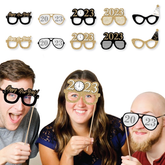 Nochevieja Gafas de oro Stock cartón de papel Kit - Etsy España