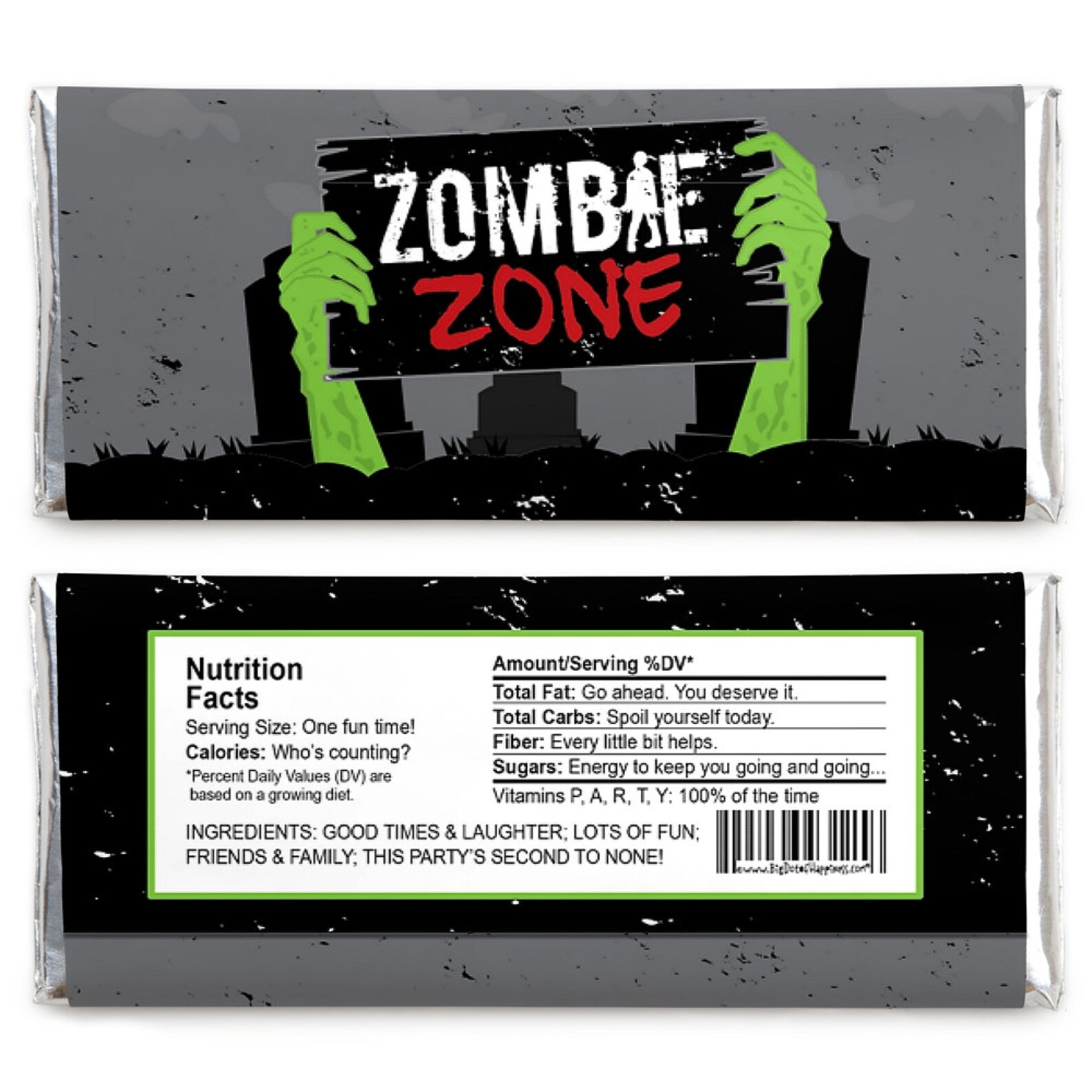 Zombie Zone Candy Bar Wrapper Halloween or Birthday Zombie - Etsy