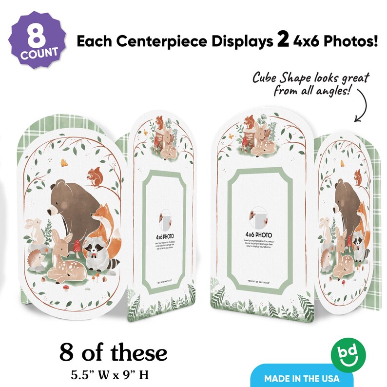 Woodland Animals Photo Holder Centerpieces, 4x6 Picture Display Box ...