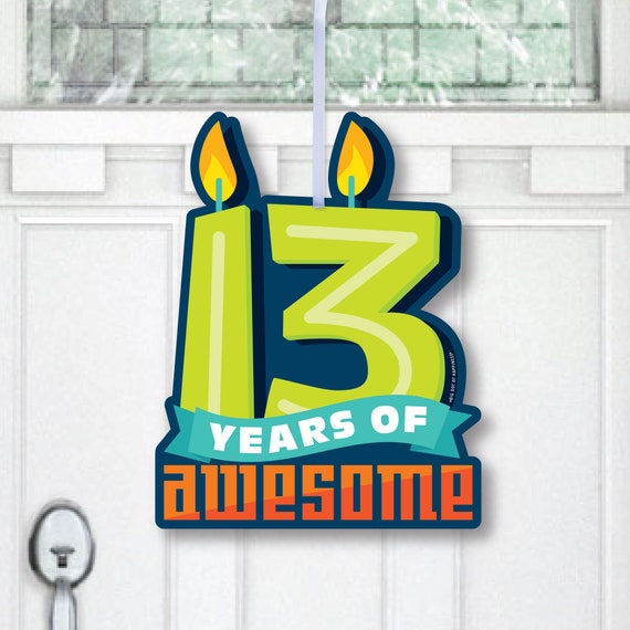 Boy 13th Birthday - Hanging Porch Official Teenager Birthday Party Outdoor Decorations - Front Door Decor - 1 Piece Sign Il_570xn