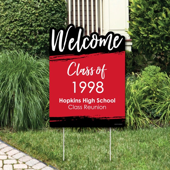 Reunited Red - Party Decorations - School Class Reunion Party Personalized Welcome Yard Sign Il_570xn
