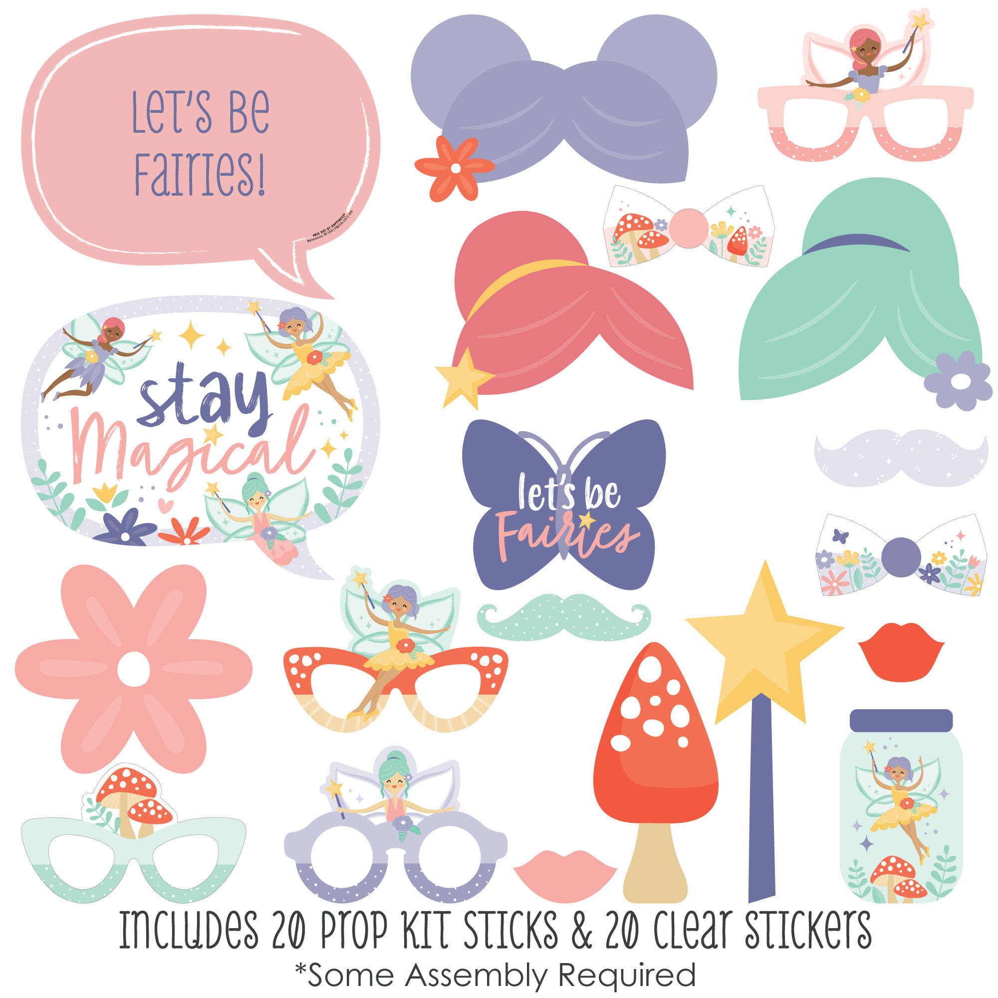 Lets Be Fairies Personalized Fairy Garden Birthday Party Photo Booth Props Kit 20 Count