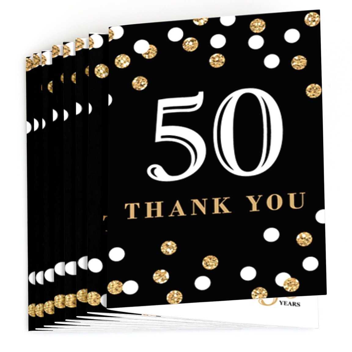 50th Birthday Thank You Cards - Adult 50th Birthday - Gold