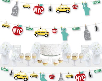 NYC Cityscape - New York City Party DIY Decorations - Clothespin Garland Banner - 44 Pieces