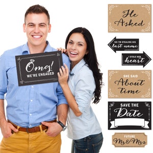 Engagement Announcement - Photo Booth Prop Kit- Mug Shots - 10 Ct.