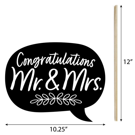 Big Dot Of Happiness Mr. & Mrs. Wedding Centerpiece Sticks – Black & White Table Toppers, Set Of 15 - View #6