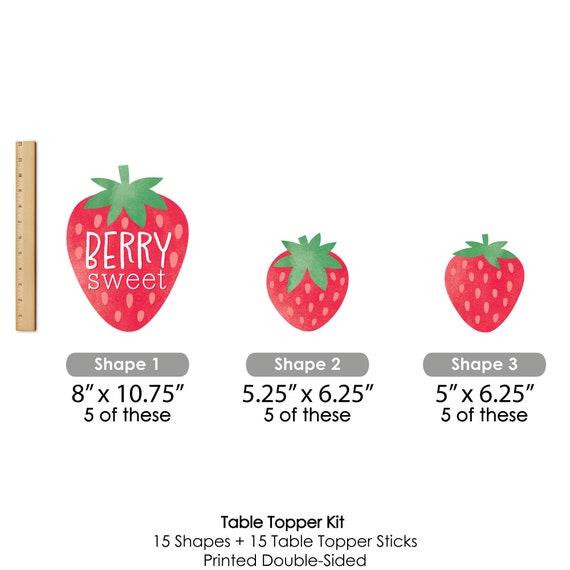 Berry First Birthday - Sweet Strawberry - Fruit 1st Birthday Party  Centerpiece Sticks - Table Toppers - Set of 15