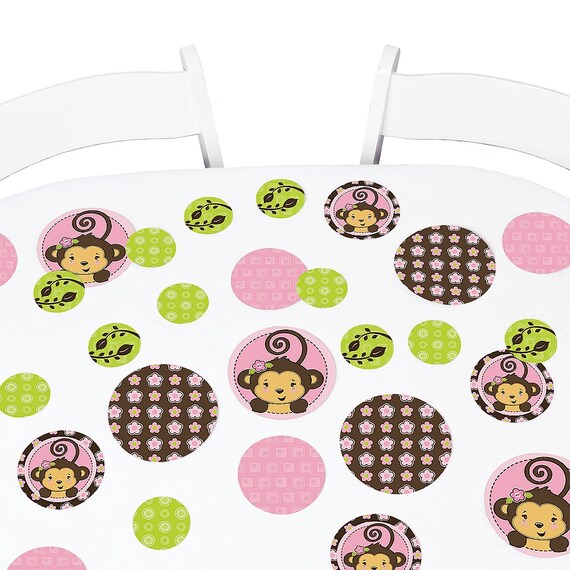 Pink Monkey Girl Giant Circle Confetti Baby Shower Or Birthday