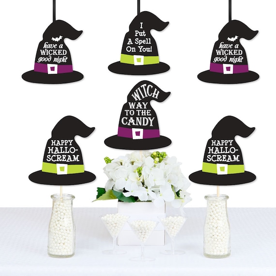Happy Halloween - DIY Decorations Halloween Essentials - Witch Hat Shaped Halloween Party Centerpiece Decorations - Witches Night Out -20 Ct Il_570xn