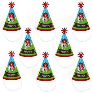 Farm Animals Party Cone Happy Birthday Party Hats for Kids and Adults Set of 8 Standard Size image 5