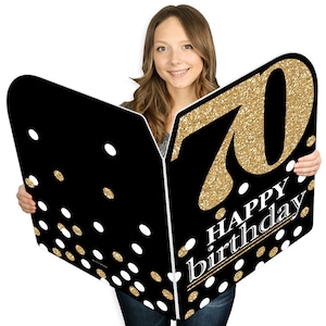 Adult 70th Birthday Gold Happy Birthday Big Greeting Card Giant Shaped Jumborific Card 16.5 x 22 inches image 1