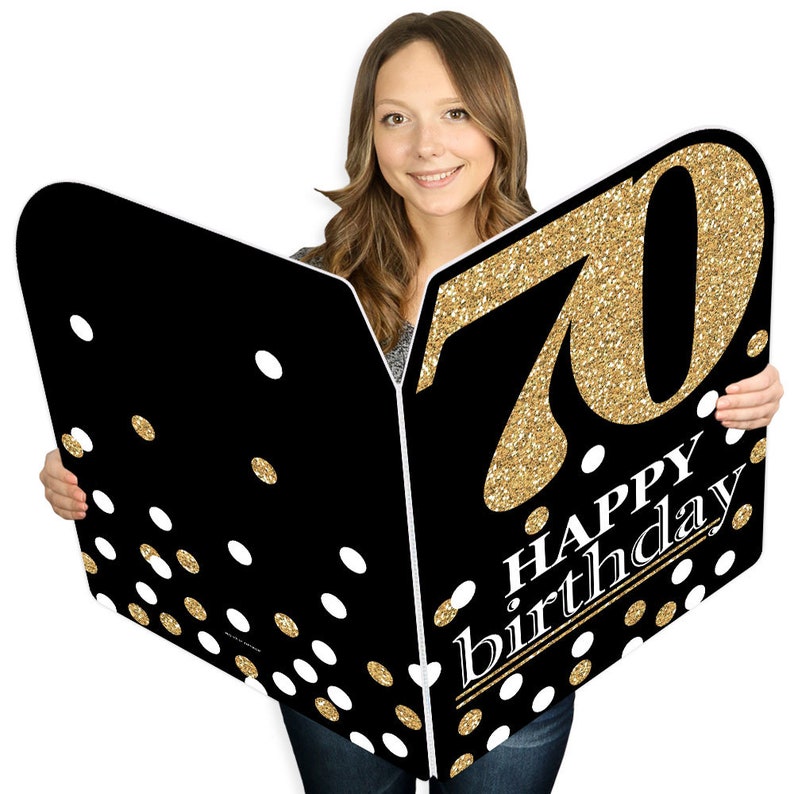 Adult 70th Birthday Gold Happy Birthday Big Greeting Card Giant Shaped Jumborific Card 16.5 x 22 inches image 1