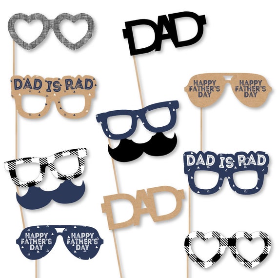 My Dad is Rad - Photo Booth Accessories - Fun Selfie Father's Day Card Stock Paper Photo Booth Glasses - Happy Father's Day Props -10 Pc Il_570xn