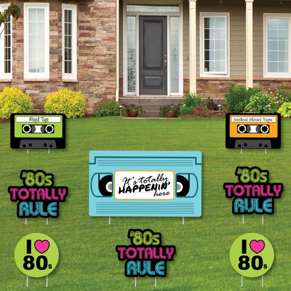 80's Retro - Yard Sign & Outdoor Lawn Decorations - Totally 1980s Party Yard Signs - Set of 8 Il_570xn