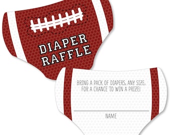 End Zone - Football - Diaper Shaped Raffle Ticket Inserts - Baby Shower Activities - Diaper Raffle Game - Set of 24