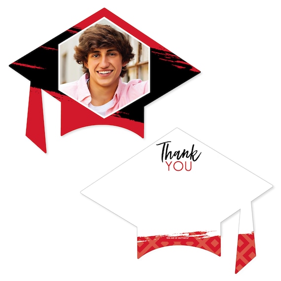 Red Grad - Best is Yet to Come - Custom Red Graduation Party Shaped Photo Thank You Cards with Envelopes - Set of 12 Il_570xn