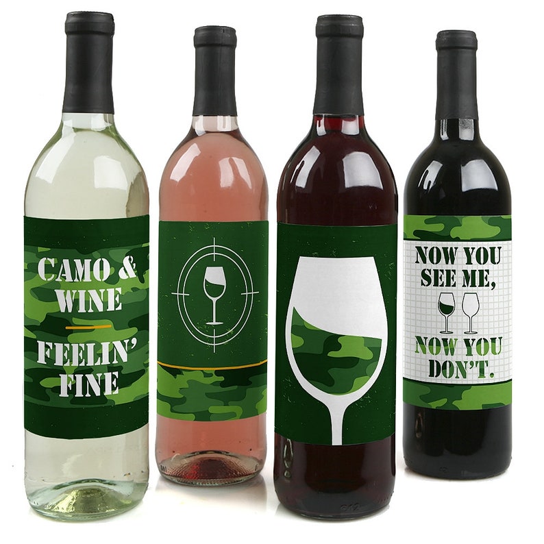 Camo Hero Wine Bottle Labels Army Military Camouflage Etsy