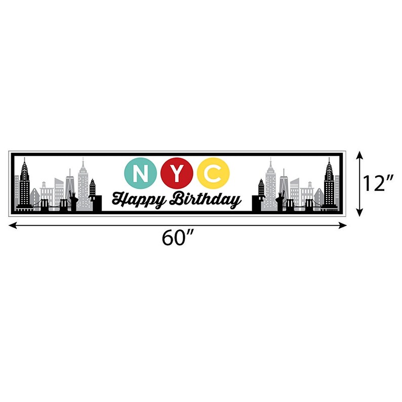 NYC Cityscape New York City Birthday Party Decorations Party Banner image 5
