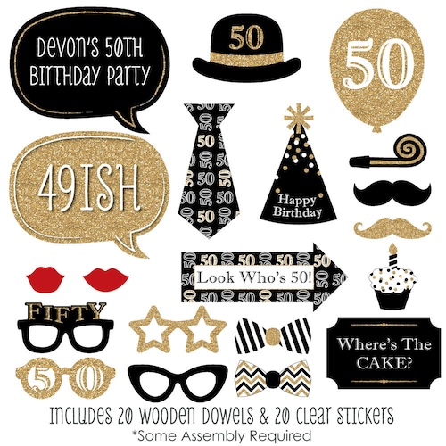 35 50th Birthday Photo Booth Printable Props Fiftieth Party - Etsy
