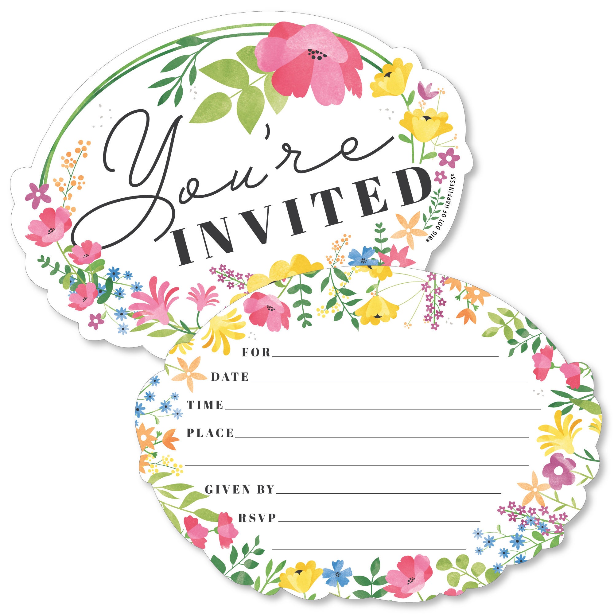 Wildflowers Shaped Fill-In Invitations