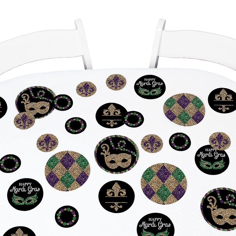 Mardi Gras Giant Circle Confetti Masquerade Party Decorations Large Confetti Party Supplies 27 Count