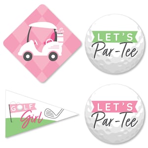 Golf Girl - DIY Shaped Pink Birthday Party or Baby Shower Cut-Outs - 24 Count
