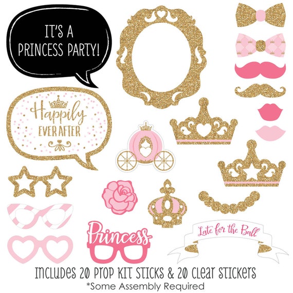 Little Princess Crown - Pink and Gold Princess Baby Shower or Birthday  Party Centerpiece Sticks - Table Toppers - Set of 15