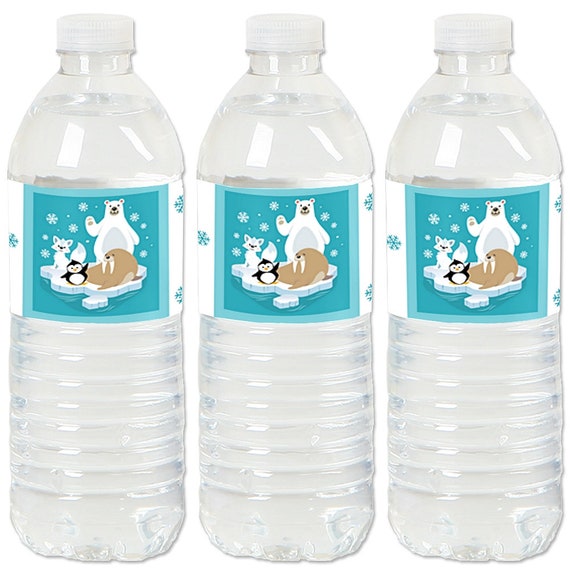 Arctic Polar Animals Water Bottle Labels Winter Waterproof 