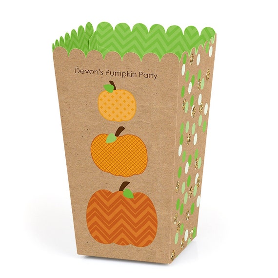 Pumpkin Patch - Popcorn Boxes (12 Pack) - Movie Theatre Style Personalized Popcorn Treat Box - Fall or Thanksgiving Party Favor Boxes Il_570xn