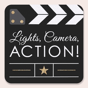 25 Ct Red Carpet Movie Night Drink Coasters, 4-Inch Disposable Square Paper Coasters for Birthday Party, Funny Table Decor for Bar Drinks