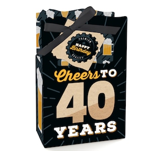 Cheers and Beers to 40 Years - 40th Birthday Party Favor Boxes - Set of 12
