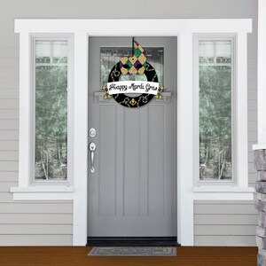 Mardi Gras Outdoor Masquerade Party Decor Front Door Wreath image 2