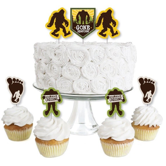 Sasquatch Crossing - Dessert Cupcake Toppers - Bigfoot Party or Birthday Party Clear Treat Picks - Set of 24 Il_570xn