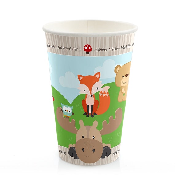 Woodland Hot/Cold Cups - Woodland Creatures Baby Shower or Birthday Party Supplies - Woodland Animal Cups - Forest Friends - 8 Ct. Il_570xn